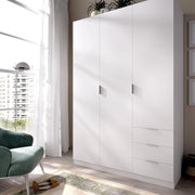 DEKIT GRUPO RIMOBEL Armario Ropero 3 Puertas Y 3 Cajones - Blanco - 121X184X52 Cm