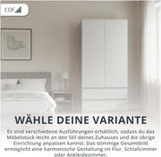 Armario ropero CDF blanco, 90 cm de ancho, para dormitorio infantil o dormitorio, 2 cajones, 2 puertas, armario de dos puertas, estilo moderno, incluye todo lo necesario para el montaje, armario para ropa y juguetes.