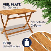 Set de muebles de jardín Casaria® resistente a la intemperie, plegable, de madera de acacia, 5 piezas, certificado FSC®, con reposabrazos, capacidad de carga de 160 kg, muebles de jardín, terraza y balcón, 120x70 cm, conjunto de muebles para 4 personas