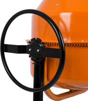 Hormigonera eléctrica móvil EBERTH de 160 l, motor de 650 W, bastidor, tambor y corona dentada de acero, volante bloqueable, placa base ancha, hormigonera profesional, tambor orientable, fácil manejo