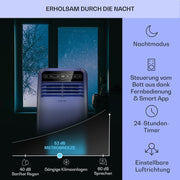 Aire acondicionado portátil Klarstein con manguera de escape, unidad 4 en 1 con ventilador, deshumidificador y modo nocturno, aire acondicionado pequeño y portátil para el hogar y la oficina, bajo consumo, 9000 BTU