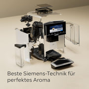 Cafetera superautomática Siemens EQ900 TQ903D03, control por app, pantalla táctil intuitiva, modo barista, AromaBoost, reducción de ruido, molinillo premium, limpieza automática con vapor, 1500 W, acero inoxidable