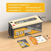 Batería de litio Power Queen Bluetooth 24V 100Ah, batería LiFePO4 con BMS de 100A, ciclos profundos, para camping, caravana, viajes, náutica, sistema solar