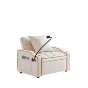 Sillón sofá convertible 3 en 1, sofá cama individual con respaldo ajustable, soporte para teléfono, USB y tipo C - ModernLuxe
