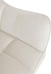 CLP Silla de comedor Swing con tapizado de terciopelo I Silla acolchada giratoria I Silla de cocina con respaldo, color: crema, color de la estructura: acero inoxidable