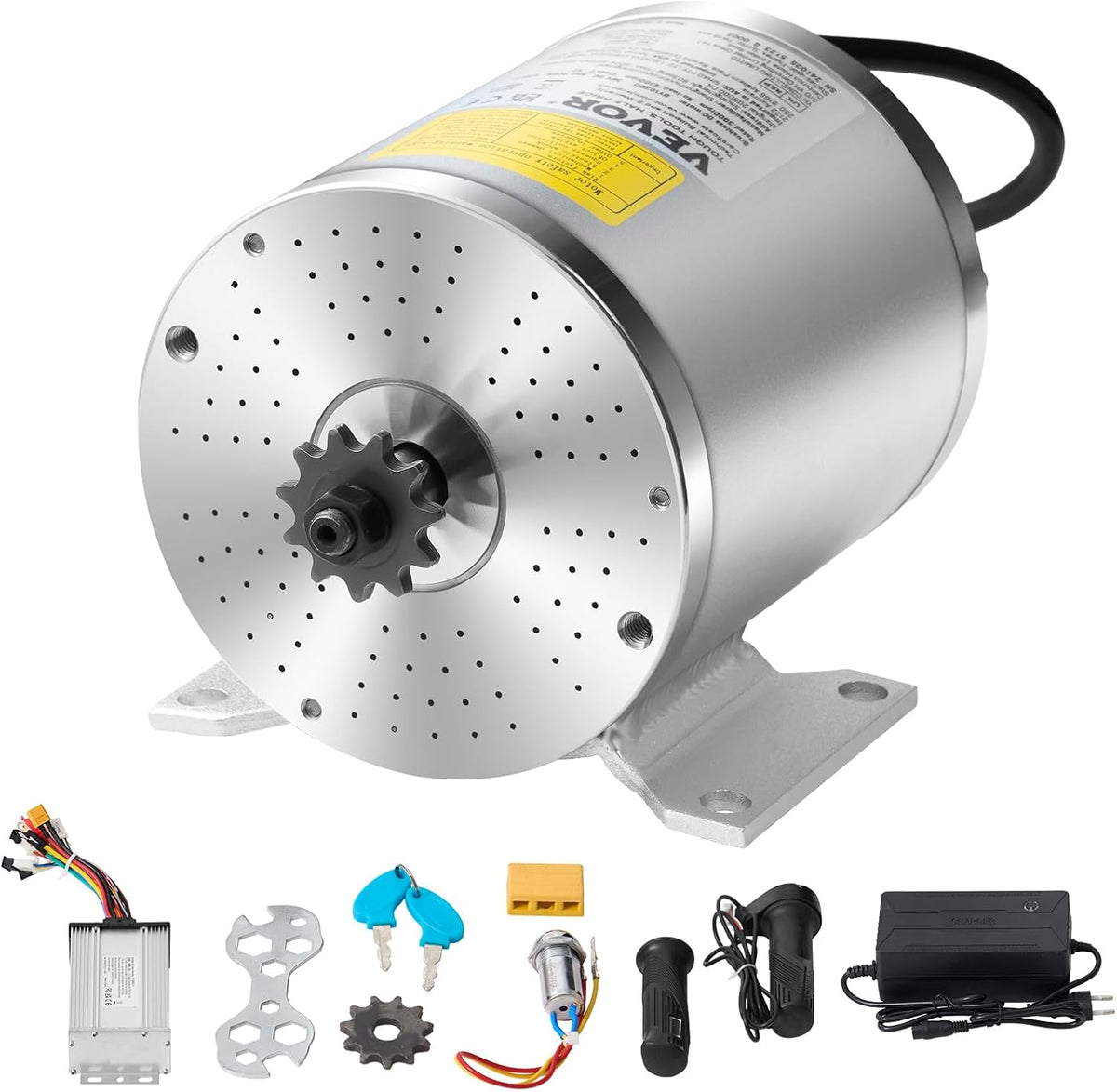 VEVOR Kit de motor eléctrico sin escobillas, 500 W, motor eléctrico de CC para karts, 36 V 3000 rpm, con controlador de velocidad y kit de acelerador, para bicicleta eléctrica, motocicleta, scooter
