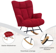 Mecedora sillón de lactancia con reposabrazos, sillón acolchado para lactancia, sillón relax para salón y habitación de bebé, capacidad de carga hasta 136 kg, burdeos
