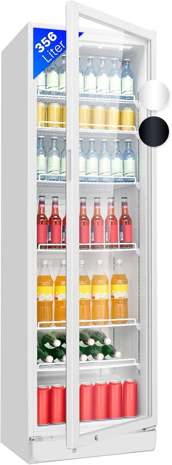 Frigorífico Bomann con puerta de cristal | Nevera para bebidas con cerradura | 6 estantes ajustables en altura | 30 kg por estante | 347 litros | Frigorífico grande | Nevera para botellas con luz LED | KSG 7351 negro