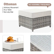 Set de muebles de exterior para patio XIZZI de 13 piezas de mimbre con fogata