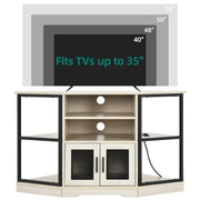 Mueble esquinero para TV estilo rústico, centro de entretenimiento y consola multimedia para televisores de hasta 55 pulgadas con toma de corriente