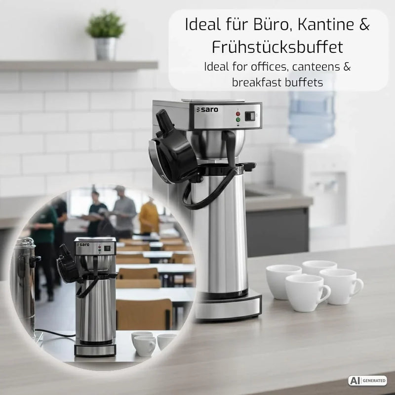 Cafetera SAROMICA THERMO 24 de 2,2 l con jarra térmica de acero inoxidable, tiempo de preparación de 5-6 min, 317-2085, 2,069 kW