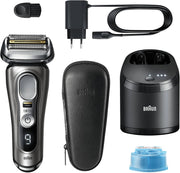 Afeitadora Braun Series 9 Pro Premium para hombre, ganadora del test de Stiftung Warentest, cabezal de afeitado 4+1, afeitadora eléctrica y recortadora, estación de limpieza, 60 min de autonomía, 9465cc, metal noble
