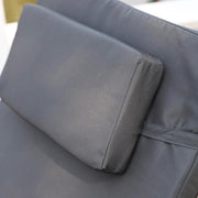 Tumbona de jardín, hamaca de ratán con espacio de almacenamiento y respaldo reclinable, mueble de jardín móvil con cojín, poliratán y metal, 200 x 75 x 30-92 cm (beige/gris oscuro)