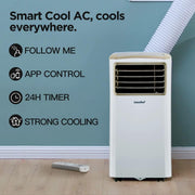 Aire acondicionado portátil Comfee Breezy Cool Pro 2.6, 9000 BTU 2,6 kW, refrigeración, ventilación y deshumidificación, control por aplicación, para habitaciones de hasta 88 m³ (33 m²), aire acondicionado móvil con tubo de escape