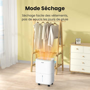 COMFEE' Deshumidificador Compacto, Absorbe hasta 12L/día, Modo silencioso, Bloqueo infantil, Temporizador 24H, Depósito 2,5L, Para habitaciones de 20-35㎡, Aqua Dry 12