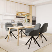 Juego de 6 sillas de comedor giratorias con reposabrazos: silla de comedor giratoria 360°, silla tapizada de terciopelo, silla de cocina giratoria con patas de metal para comedor, cocina, sala de estar, gris oscuro