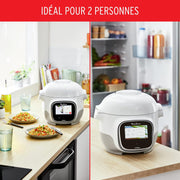 Moulinex Cookeo Touch Wifi Mini, multicocina inteligente de alta presión, 3 litros, 100 recetas integradas y recetas gratuitas vía Wifi, pantalla táctil, YY5132FB, Blanco