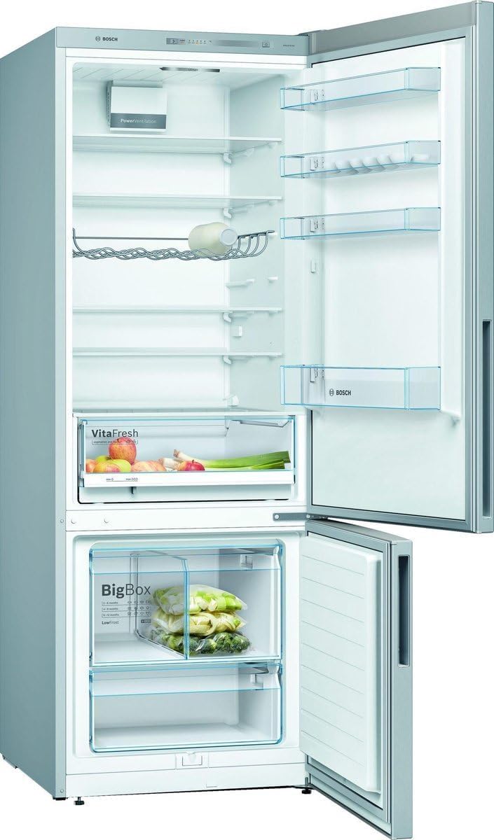 Bosch KGV58VLEAS, Serie 4, Frigorífico con congelador, Libre instalación, 191 x 70 cm, 377 L / 126 L, Acero inoxidable