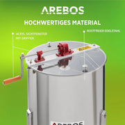Extractor de miel manual de acero inoxidable de 4 cuadros, extractor tangencial AR-HE-HS4R con tapa, accesorio de apicultura para extractor de miel