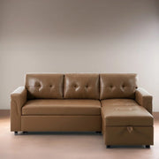 Sofá seccional reversible convertible con cama extraíble, chaise longue con almacenamiento oculto y patas duraderas