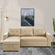 Sofá seccional reversible convertible con cama extraíble, chaise longue con almacenamiento oculto y patas duraderas