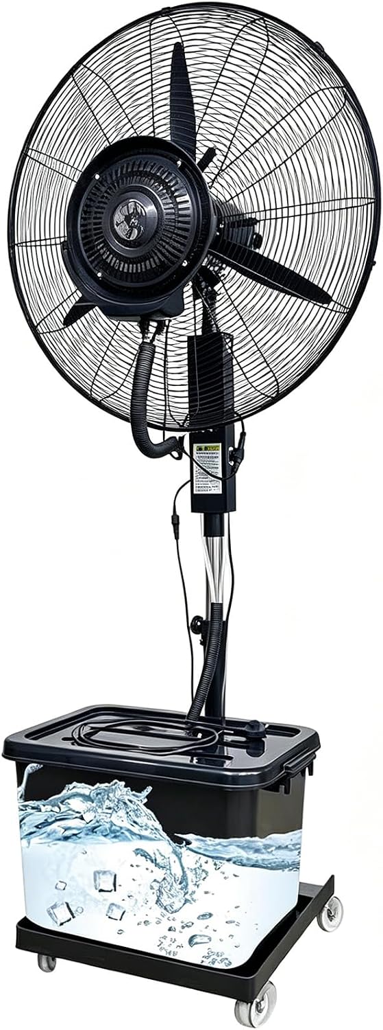 Ventilador nebulizador industrial mejorado 2026 con depósito de agua de 42 L, ventilador de pulverización para exteriores de altura ajustable, enfriador nebulizador oscilante con ruedas para terraza, fábrica, jardín y almacén