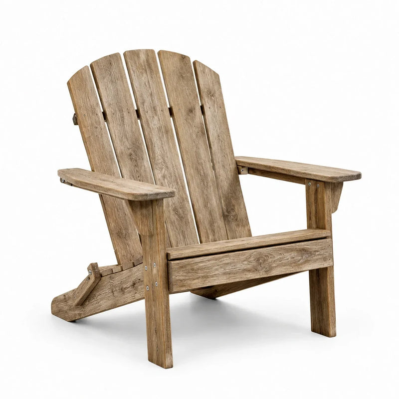 Silla Adirondack de madera de roble marrón 88cm x 75cm x 90cm