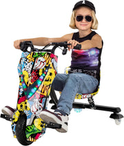 Actionbikes Motors Patinete Eléctrico Infantil para Derrapes | Motor de 𝟐𝟓𝟎 W - Carrito de Derrape 360° - 3 Niveles de Velocidad - Iluminación LED - Asiento Ajustable - Bluetooth - Kart de Derrape - Coche de Derrape (Space Purple)