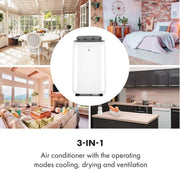KLARSTEIN Grandbreeze Pro 14K – Aire acondicionado portátil, deshumidificador, ventilador, 3 velocidades, 14000 BTU/1,65 kW, habitación: 42 a 68 m², flujo: 460 m³/h, eficiencia energética A – Blanco