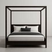 Cama con dosel de madera 160x200 cm negra