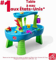 Mesa de agua Step2 Rain Shower con 13 accesorios - Azul y verde | Juego de exterior acuático | Actividad para el jardín