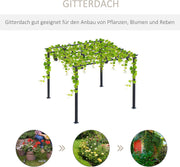 Outsunny Pabellón de jardín, arco para rosas, soporte para trepadoras, cenador de jardín, resistente a la intemperie, metal, negro, 2,97 x 2,95 x 2,3 m