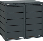 Caja clásica para 2 cubos de basura (240 L) de acero galvanizado, revestimiento metálico para 2 cubos en color antracita, robusto y resistente a la intemperie