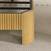 Estructura de cama ModernLuxe tamaño Queen/Full XL con cabecera de almacenamiento, estación de carga integrada, diseño ondulado, soporte silencioso