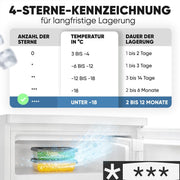 Refrigerador con congelador pequeño Bomann® | Refrigerador con 2 estantes | silencioso | con congelador de 4 estrellas | refrigerador pequeño con compartimento para frutas y verduras | bisagra de puerta reversible | KS 7251 blanco