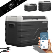 Nevera de compresor Arebos 35 litros con control inteligente por app, USB, hasta -20°C, 12V 24V 230V, para coche, camión, camping, barco y autocaravana