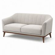 Sofá de 2 plazas de tela gris beige con estructura de madera