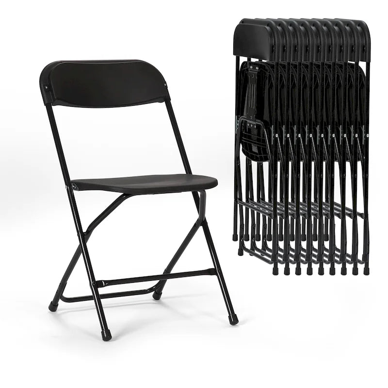 Paquete de 10 sillas plegables de plástico con capacidad de 159 kg para eventos, oficina, bodas, fiestas, picnics, cocina y comedor