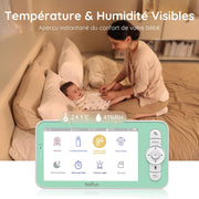 Vigilabebés BOIFUN 2K con 2 cámaras, pantalla dividida de 5", luces nocturnas de colores, rotación de 360°, detección de movimiento, seguimiento automático, control por monitor y smartphone, material de seguridad ABS