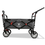 Carrito de mano plegable y compacto Fuxtec FX-CT700 gris, con frenos, asiento acolchado, mango ajustable en altura, para excursiones