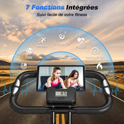 Bicicleta estática, SLUNSE Bicicleta estática 5 en 1 con 16 niveles de resistencia magnética, bicicleta estática plegable con 10 dB, bicicletas de fitness para entrenamiento cardiovascular en casa, capacidad de 160 kg