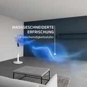 Ventilador de pie Rowenta Turbo Silence Extreme, 14 velocidades, modo noche silenciosa de 32 dB, mando a distancia, oscilación, altura regulable, circulación de aire hasta 8,2 m, blanco, VU5690F0