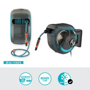 Caja con manguera de pared Gardena RollUp XL turquesa 35 m orientable, riego para jardines, incl. manguera y ayuda para el montaje 1863020