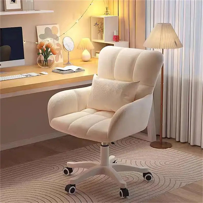 Silla de escritorio tapizada, silla de oficina en casa con cojín, giro de 360°