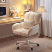 Silla de escritorio tapizada, silla de oficina en casa con cojín, giro de 360°