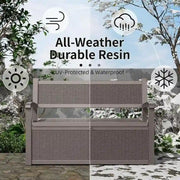 Arcón de almacenamiento de resina para todo tipo de clima con compartimento oculto con cerradura - Diseño de aspecto de ratán, capacidad de 227 kg, almacenamiento de 265 litros