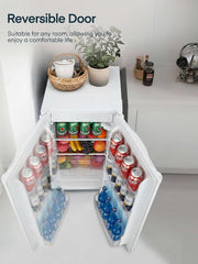 Refrigerador con congelador FOHERE 90L, mininevera pequeña con 7 niveles de temperatura ajustables, eficiente energéticamente y ultrasilenciosa para residencia de estudiantes/oficina, blanco