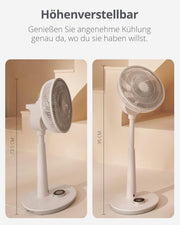 Ventilador de pie silencioso Duux Whisper 2 - Motor CC eficiente con 26 velocidades - Ventilador de altura regulable (73-95 cm) - Oscilación horizontal y vertical - Blanco