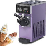 Máquina comercial de helado de mostrador, máquina de helado suave de sabor único de 4 a 5 kg/h con pantalla LED y función de limpieza automática (púrpura)