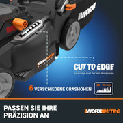 Cortacésped WORX WG737E Nitro 40V 2x20V sin escobillas, ancho de corte 37cm, 6 posiciones, saco recolector 40L, con 2 baterías 4Ah y cargador dual
